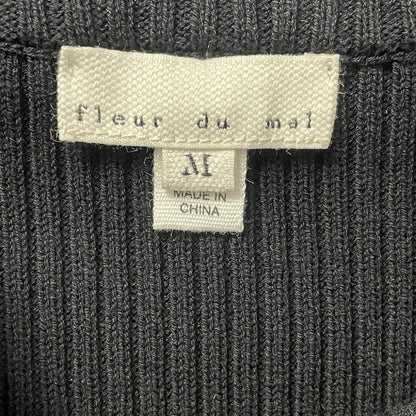 Fleur Du Mal Juliet Lace Insert Cropped Knit Sweater Black Womens Medium