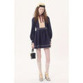 NWT Valentino Couture Indigo Birch Crepe Wool Silk Blend Mini Dress 36 / US 0