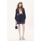 NWT Valentino Couture Indigo Birch Crepe Wool Silk Blend Mini Dress 36 / US 0