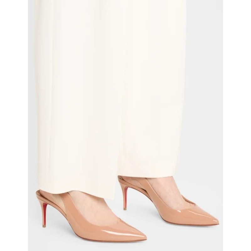 Christian Louboutin Hot Chick Sling Heel Patent Leather Blush Size 38.5 / US 8.5