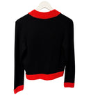 Chanel 2019 Cashmere Wool Button Up Cardigan Black Red Lion Buttons FR 36 / US 4