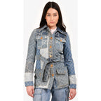 NWT Gucci Eco Washed Patchwork GG Denim Jacket Blue Womens IT 38 / US 2