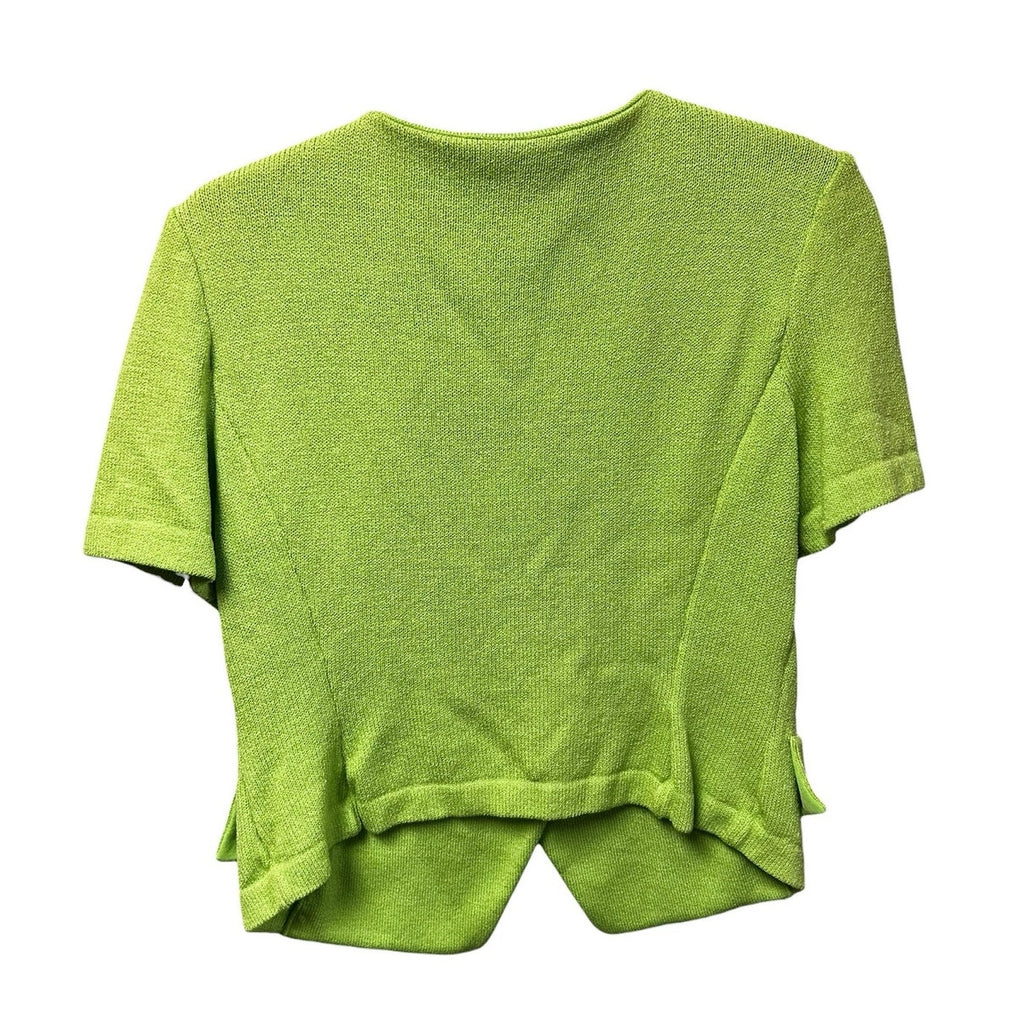 Vintage St. John Collection by Marie Gray Lime Green Short Sleeve Knit Jacket 8