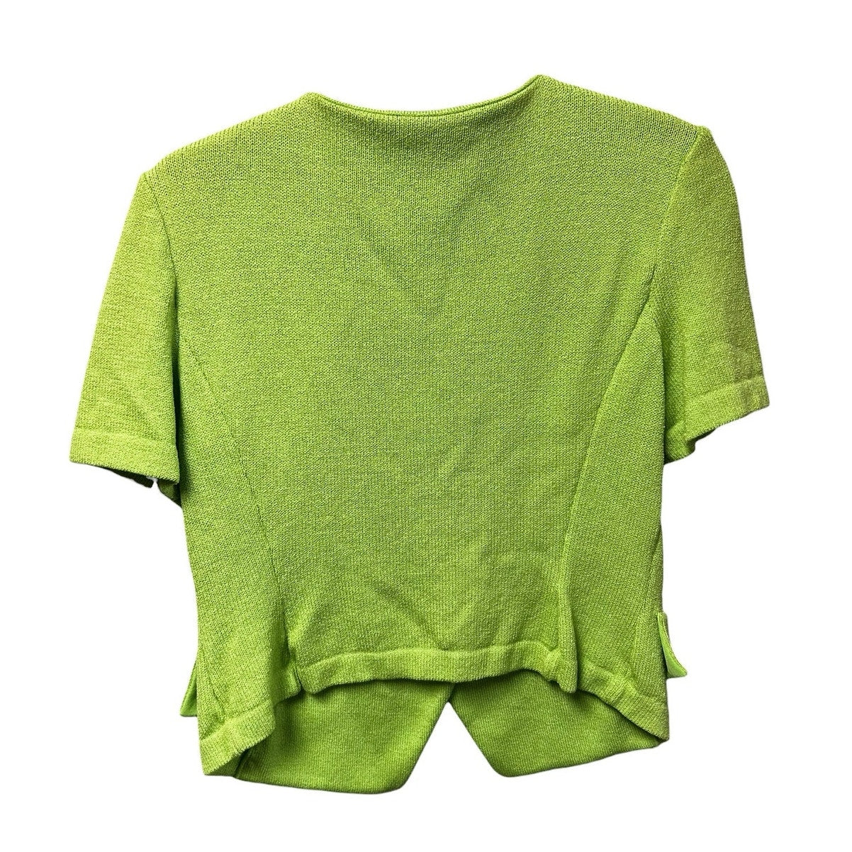Vintage St. John Collection by Marie Gray Lime Green Short Sleeve Knit Jacket 8