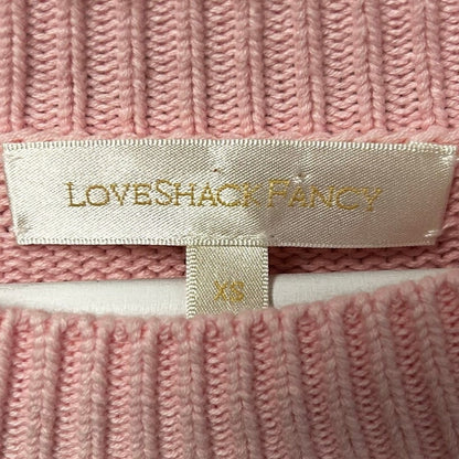 LoveShackFancy Blushing Liberty Pink Ty Cotton Flag Pullover Sweater Womens XS