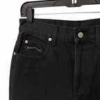 Gucci Horsebit High Rise Wide Leg Frayed Hem Jeans Black Denim Size 28 / US 8