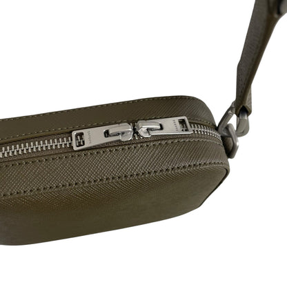 Sandro Saffiano Leather Small Reconstituted Leather Crossbody Bag Olive Green