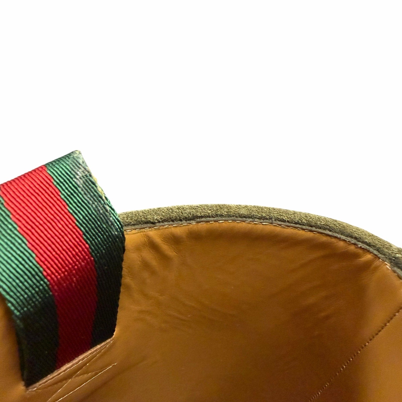 Gucci Slim Horsebit Accent Tall Boots Green Suede Womens Size 39 / US 9 Luxury