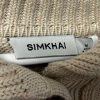 NWT Simkhai Sand Tan Virginia Fringe Trim Chunky Knit Cardigan Womens Medium