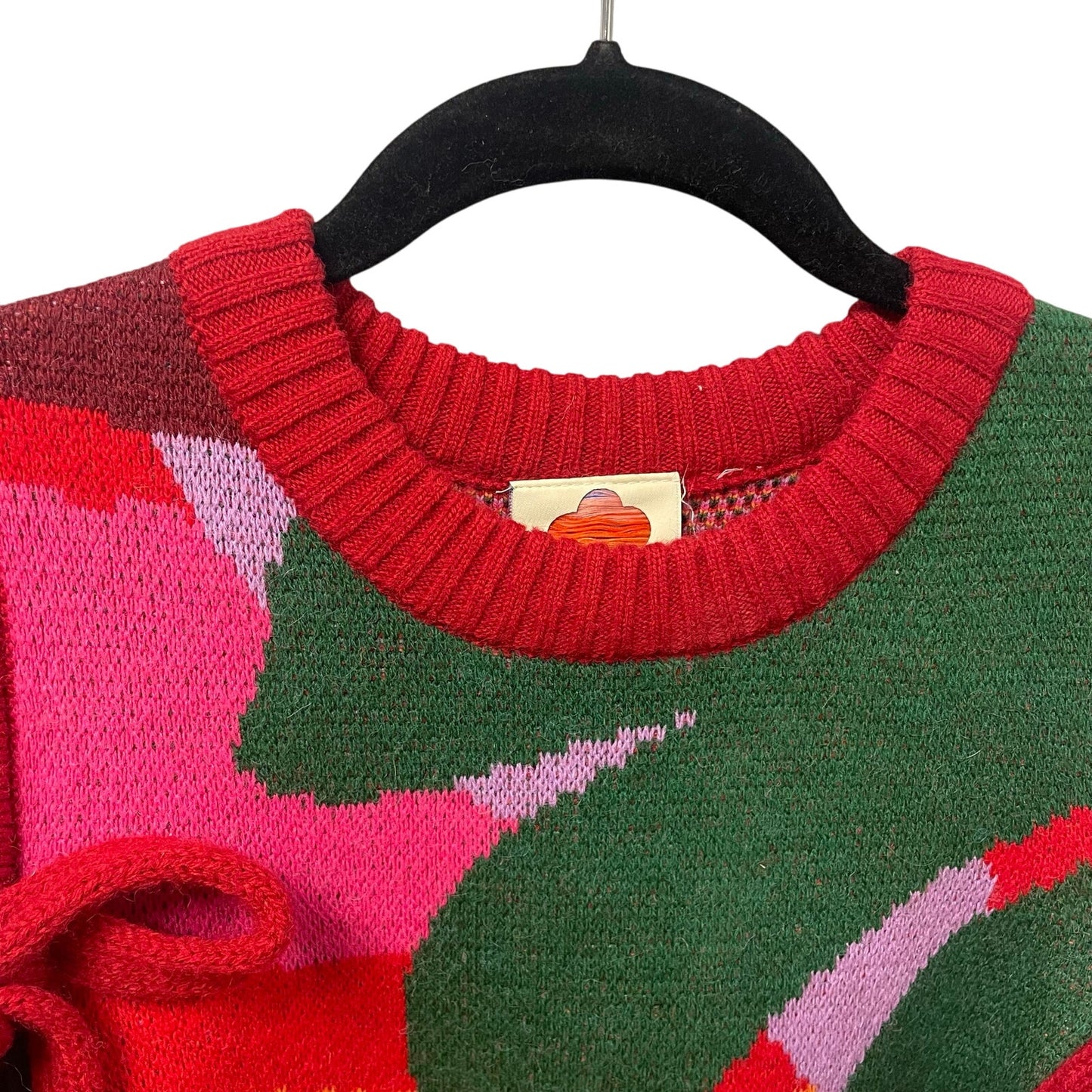 Farm Rio x Anthropologie Cold Shoulder Crew Sweater Multicolor Knit Womens Small