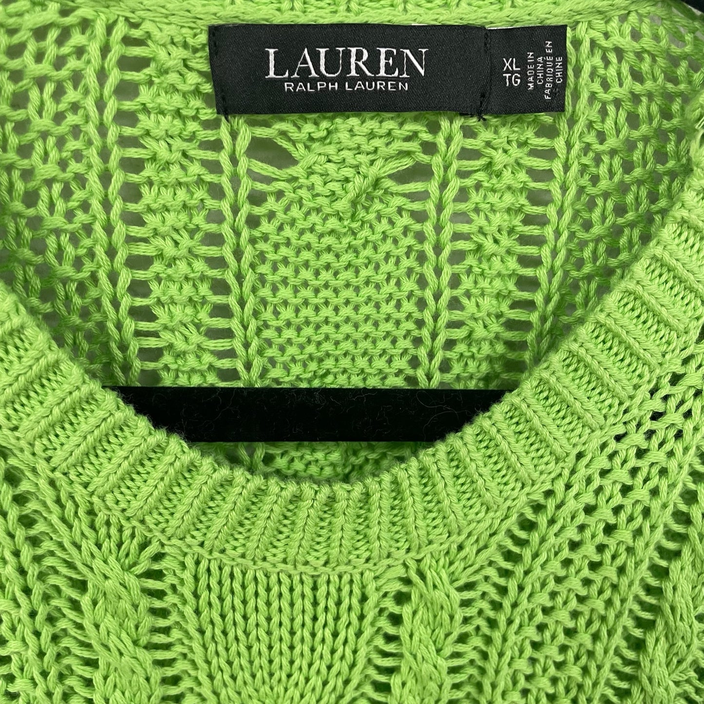 Lauren Ralph Lauren Cable Knit Crewneck Sweater Lime Green Womens Size XL