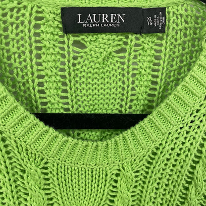 Lauren Ralph Lauren Cable Knit Crewneck Sweater Lime Green Womens Size XL
