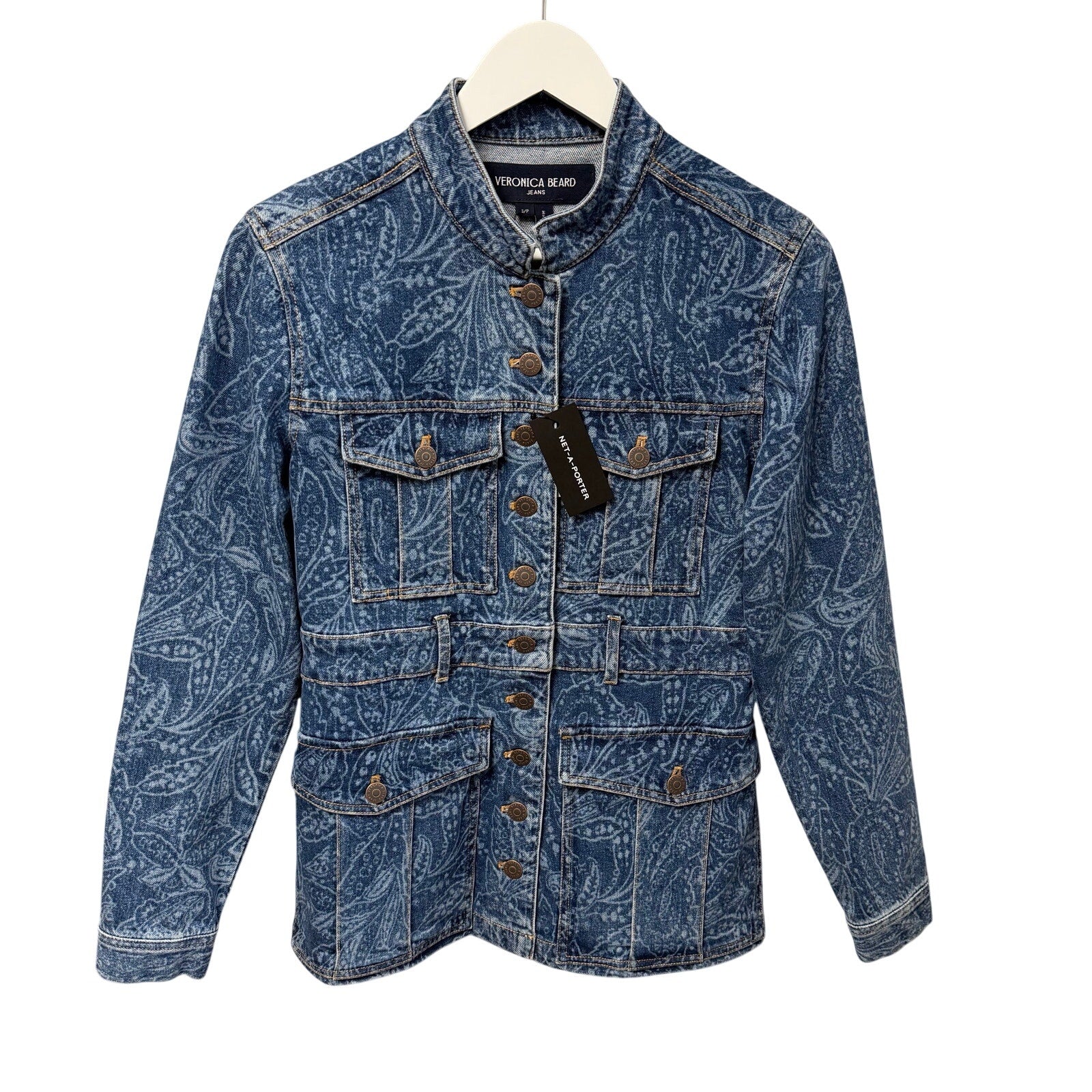 NWT Veronica Beard Jeans Tika Jacket Atlantic Paisley Denim Womens Small
