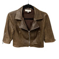 Susan Bender Cropped Leather Moto Jacket Dark Brown Womens Size 4 Neutral Grunge