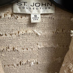 St. John Collection Neutral Tweed Boucle Knit Button Front Blazer Jacket Size 10