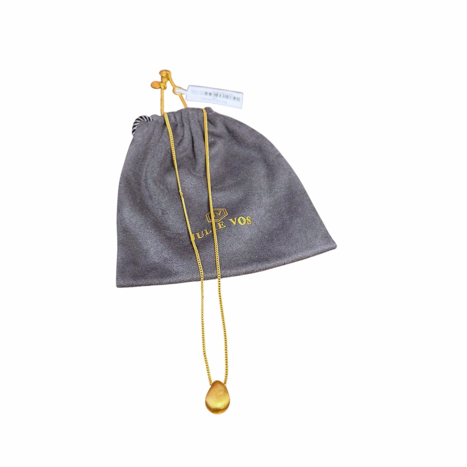 NWT Julie Vos Wave Delicate Necklace 24K Gold Plated Rounded Droplet