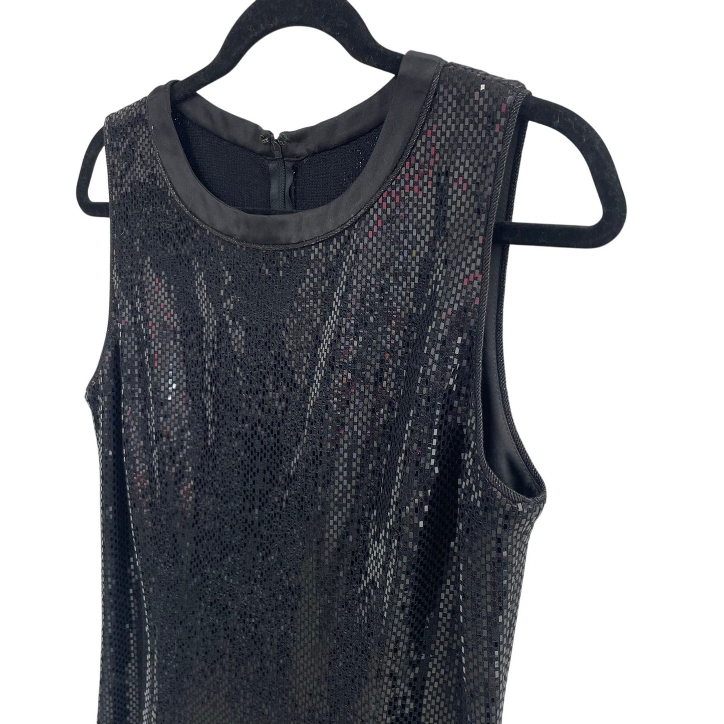 St. John Evening Black Metallic Sequin Knit Sleeveless Dress Womens Size 10