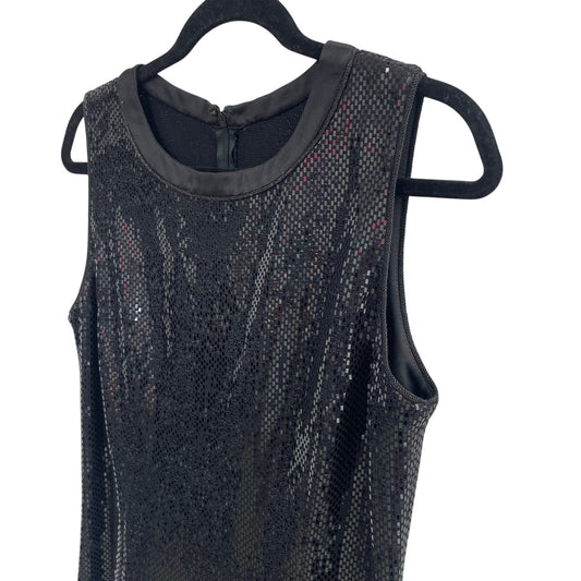 St. John Evening Black Metallic Sequin Knit Sleeveless Dress Womens Size 10
