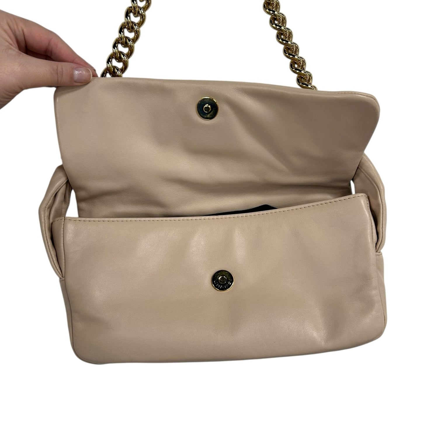 Chanel Blush Lambskin Gold Chain Stitch Logo Rodeo Drive Flap Shoulder Bag