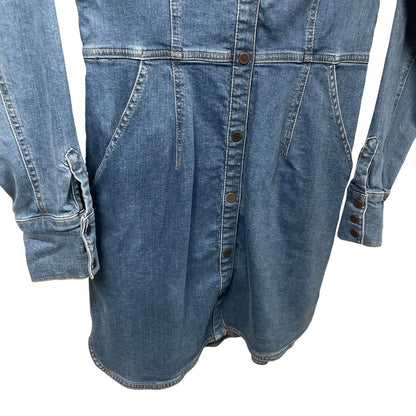 Free People Dynomite Medium Wash Long Sleeve Denim Dress Womens Medium
