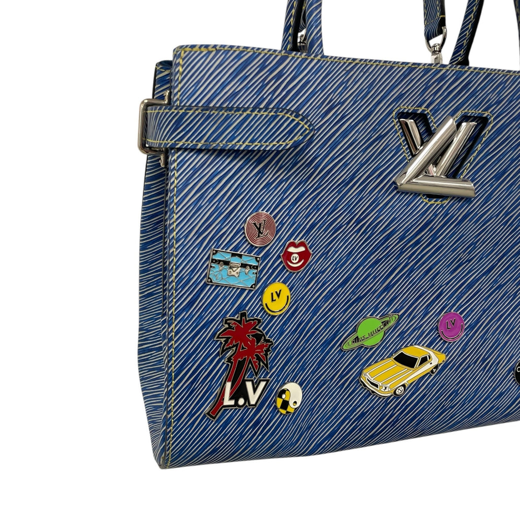 Louis Vuitton 2017 Twist Tote Limited Edition Pin Embellished Blue Epi Leather