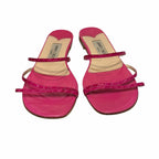 Jimmy Choo Dark Pink Croc Embossed Leather Strappy Sandal Womens Size 38 / US 8