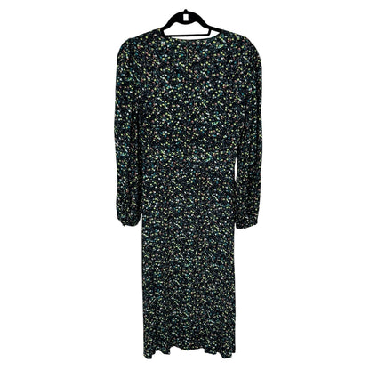 Jigsaw Green Multi Button Front Modern Ditsy Floral Print Tea Dress Womens US 6
