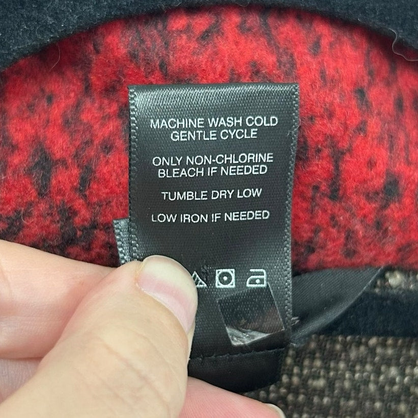 Ali Miles Red Multicolor Mixed Print Wool Blend Button Front Jacket Womens 2X