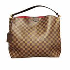 Louis Vuitton Damier Ebene Graceful Hobo PM Handbag Brown Logo Red Lining