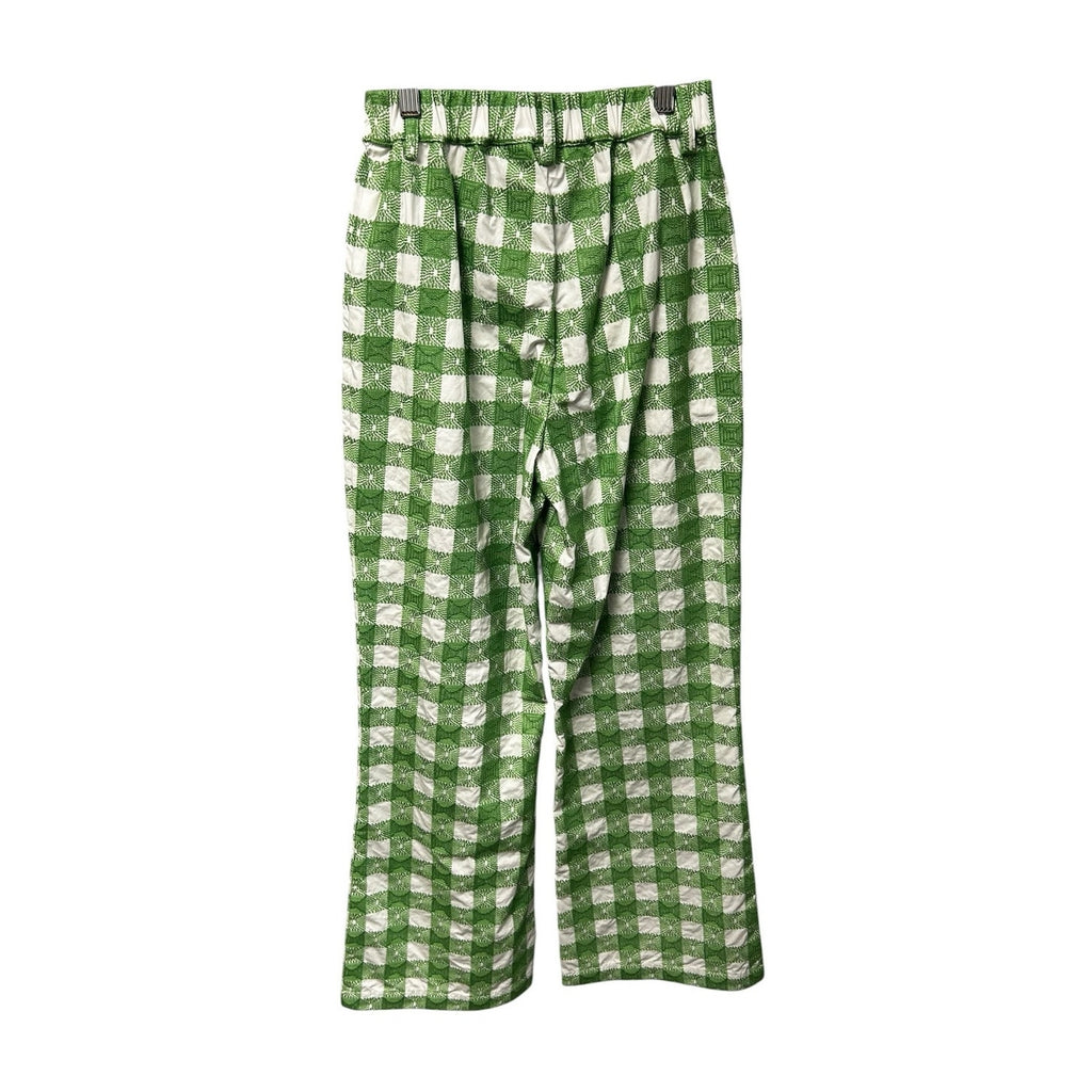 NWT Rosie Assoulin Green Picnic Embroidered Gingham Easy Does It Pant Womens 0