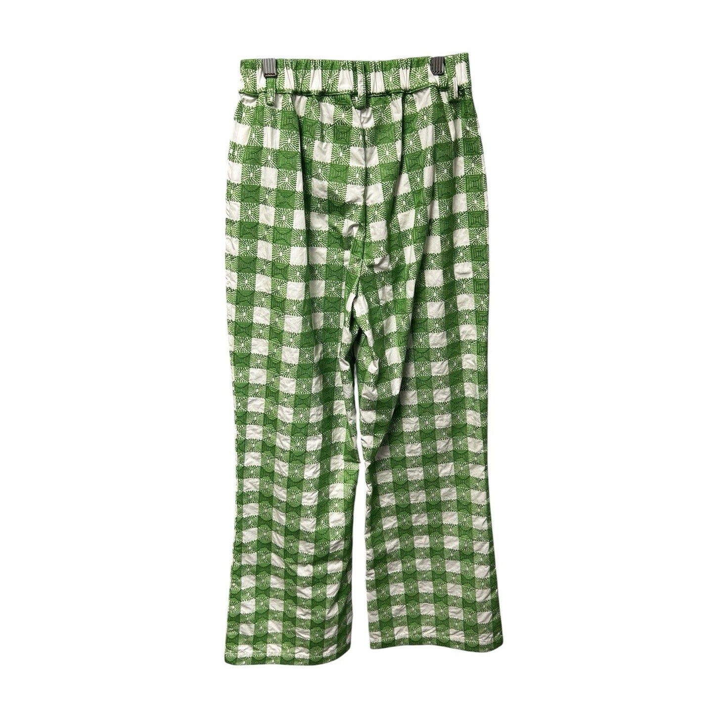 NWT Rosie Assoulin Green Picnic Embroidered Gingham Easy Does It Pant Womens 0