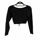 Alice + Olivia Sharee Cropped Pullover Black Tie Up Front Womens Size Small