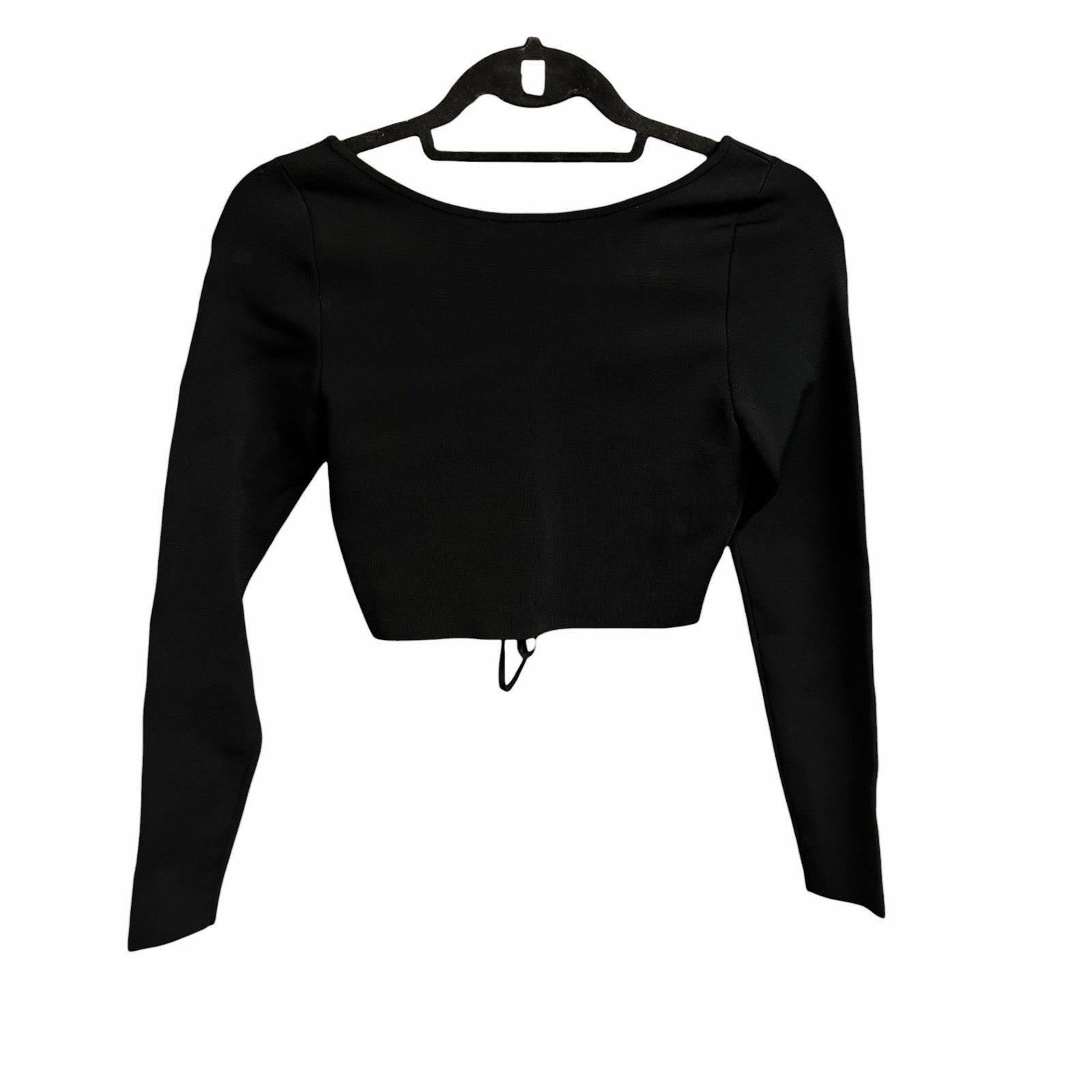 Alice + Olivia Sharee Cropped Pullover Black Tie Up Front Womens Size Small