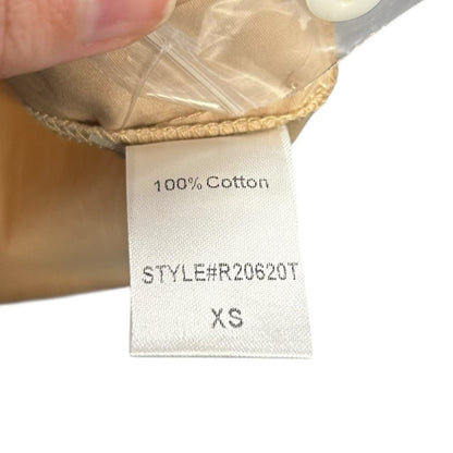 Tuckernuck Tan 3/4 Sleeve Cotton Button Front Royal Mini Shirt Dress Womens XS