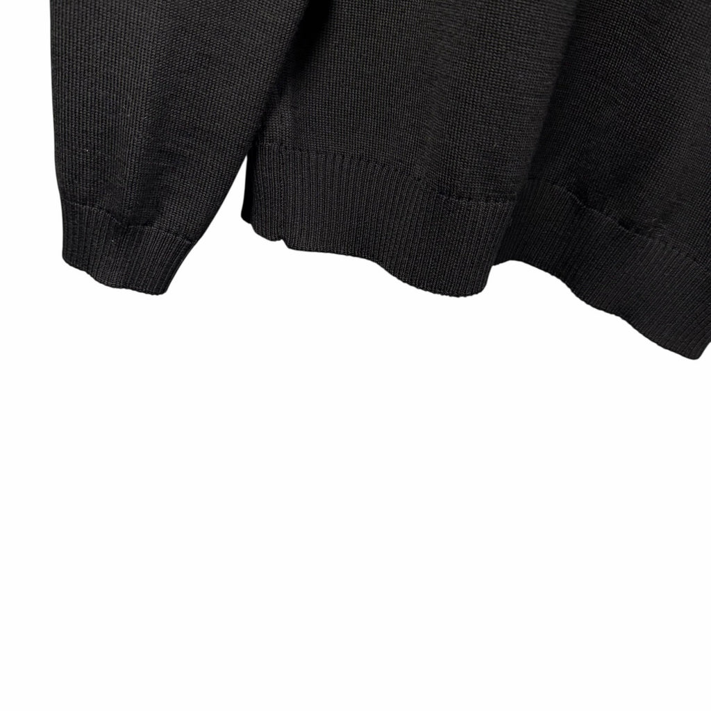 NWT Emilio Pucci Marmo Silk Collar Wool Jumper Sweater Black Tie Back Size Small