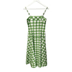 NWT Rosie Assoulin Green Picnic Embroiderd Gingham Drop Me a Note Dress Womens 2