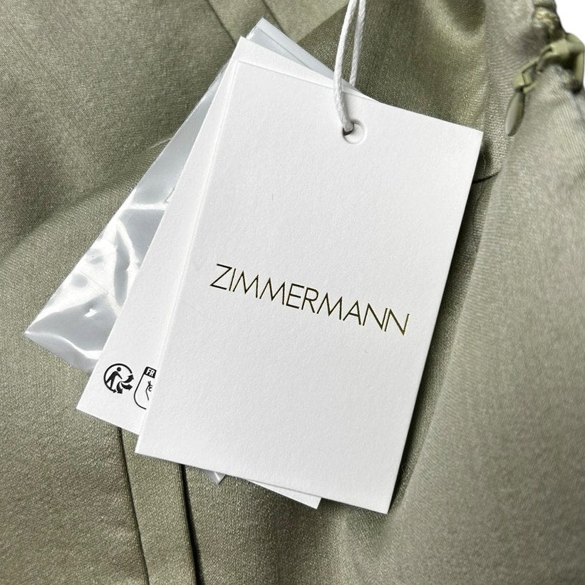 NWT Zimmermann Palm Green Luna Wool Silk Tailored Flare Hem Short Womens US 4