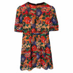 Saloni Jamie Short Dress Multi Dianthus Floral Black Bows Size 4 Romantic Fem