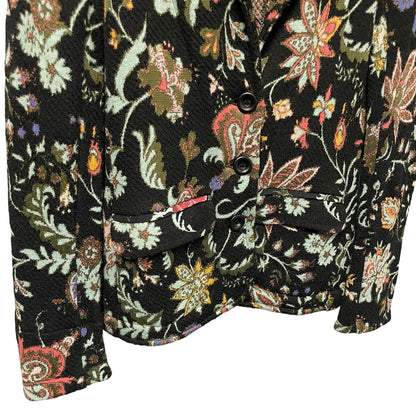 Anthropologie Aldomartins Wool Blend Knit Black Floral Intarsia Blazer Size 4