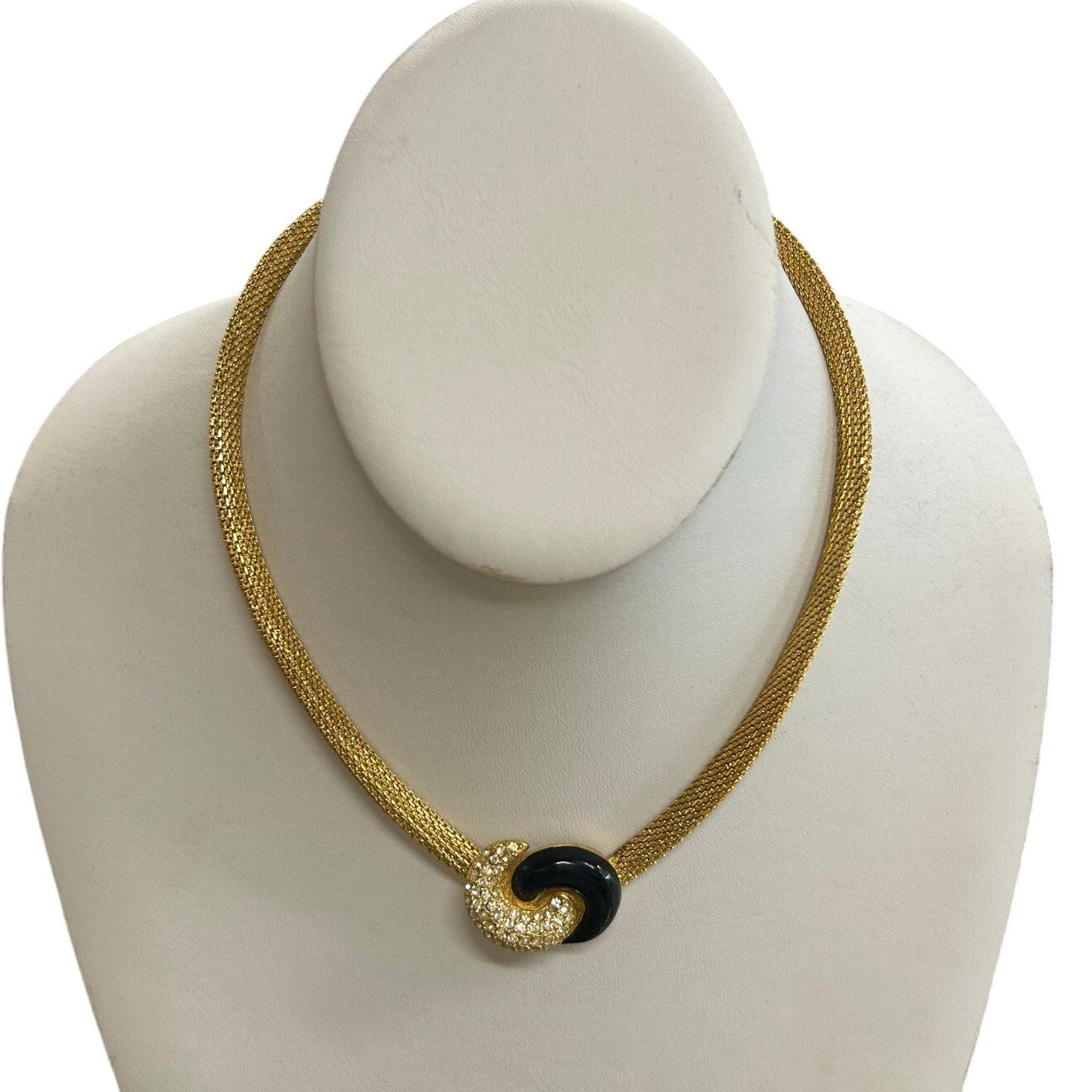 Vintage 90's Christian Dior Rhinestone Embellished Bow Knot Choker Necklace