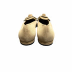 Chanel Beige Black Suede Leather Pointed Toe Flower Applique Flat Size 39 / US 8