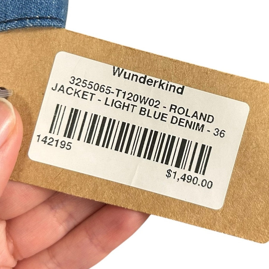 NWT Gabriela Hearst Roland Jacket Light Blue Cotton Linen Blend Denim 36 / US 0