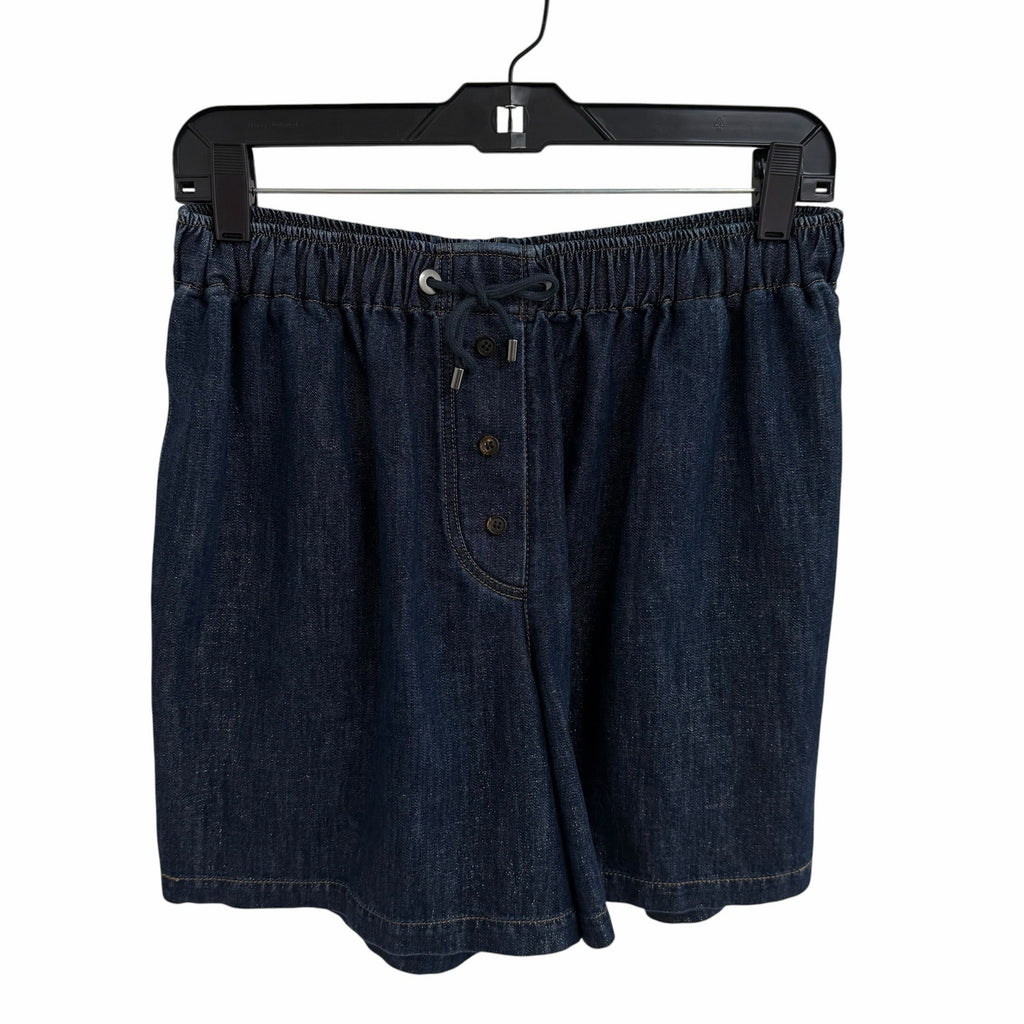 Brunello Cucinelli Denim Metallic Gold Lurex Drawstring Shorts Size 38 / US 6