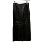 NWT Ulla Johnson Black Enid Paneled Leather High Waist Midi Skirt Womens 0