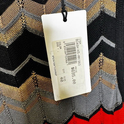 NWT Missoni Black Red Metallic Zigzag Stripe Sleeveless Wool Dress Womens 40