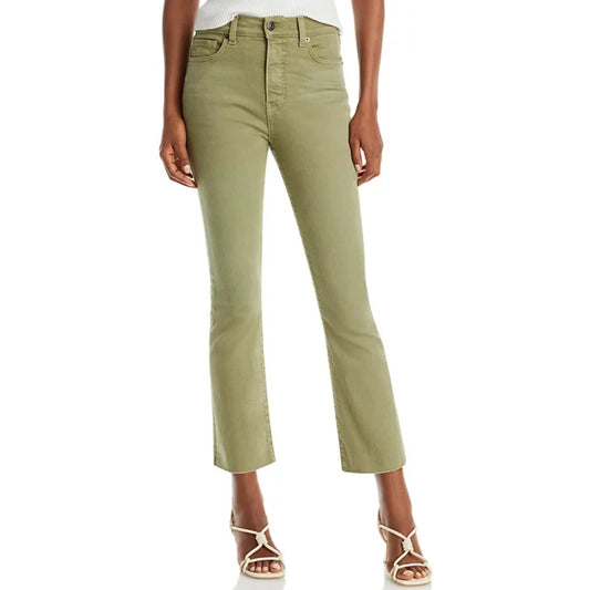 Veronica Beard Stone Army Green Carly Kick Flare High Rise Jeans Womens 26 / 2