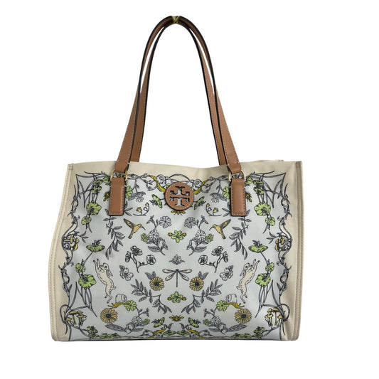 Tory Burch Nylon Ella Tote Bag Meadow Print Floral Rabbit Bird Nature Scene ASIS