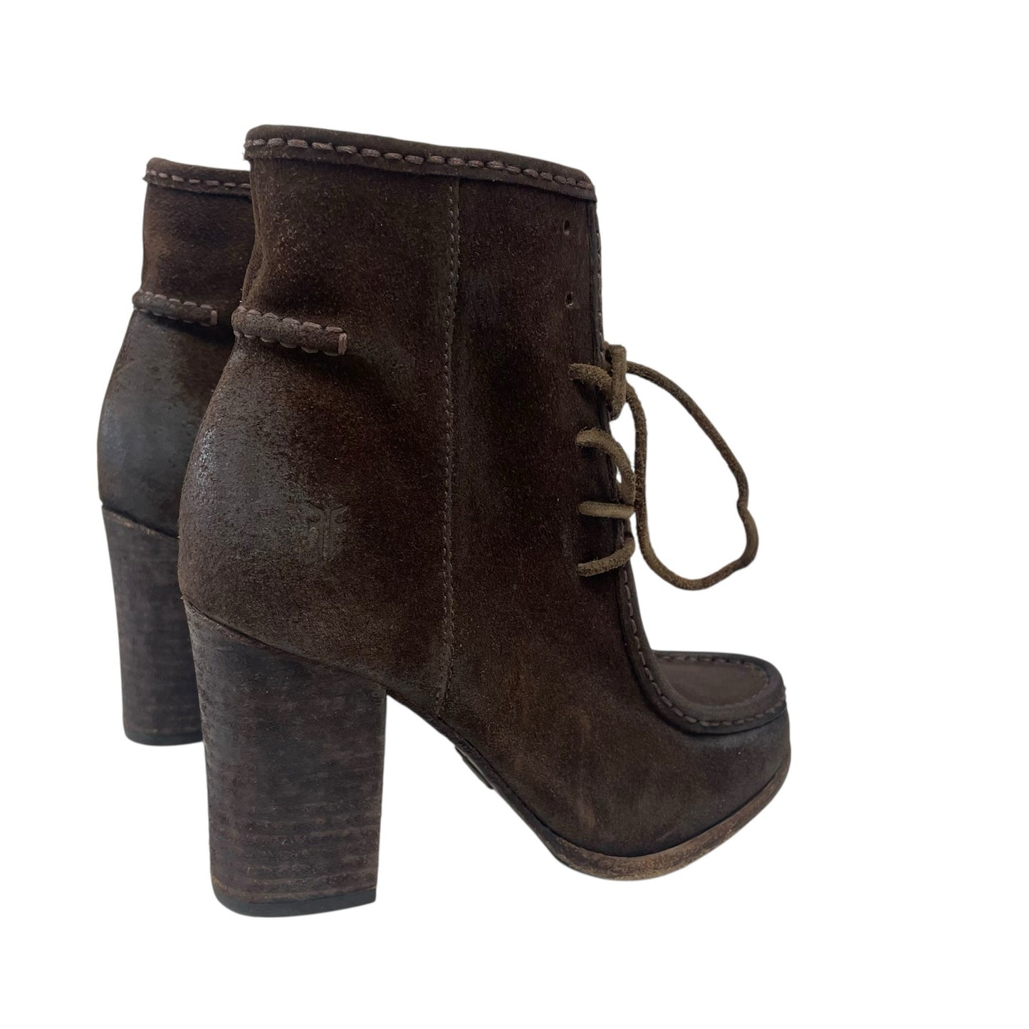 Frye Brown Suede Distressed Parker Moc Short Lace Up Ankle Boots Womens 6.5