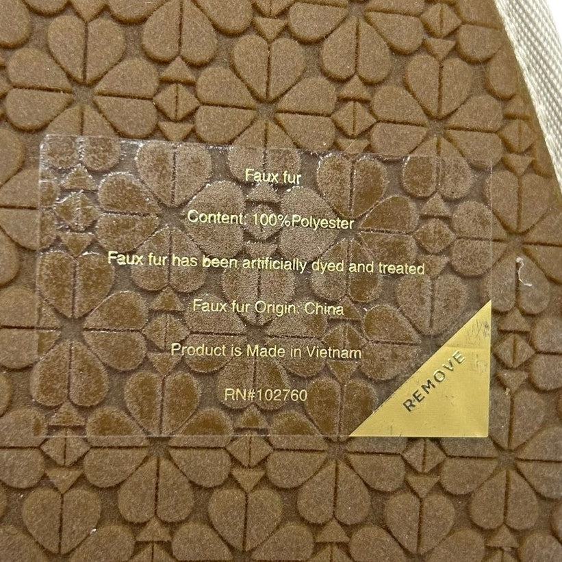 Kate Spade Dove Cream Fluffy Faux Fur Slip On Slipper Slides Womens 8