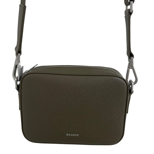 Sandro Saffiano Leather Small Reconstituted Leather Crossbody Bag Olive Green
